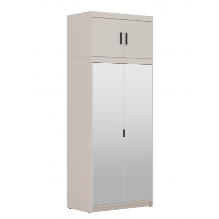 Dwudrzwiowa szafa z nadstawką lustrem 90 cm TRINO beżowa